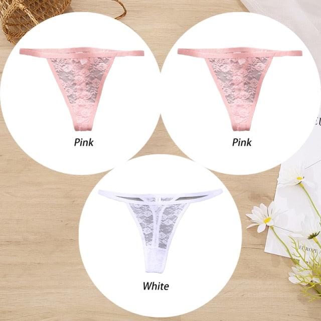 3 Pack Lace Panties Floral Underwear Thongs G-String Low-Waist Underpants Perspective Lingerie Set The Clothing Company Sydney