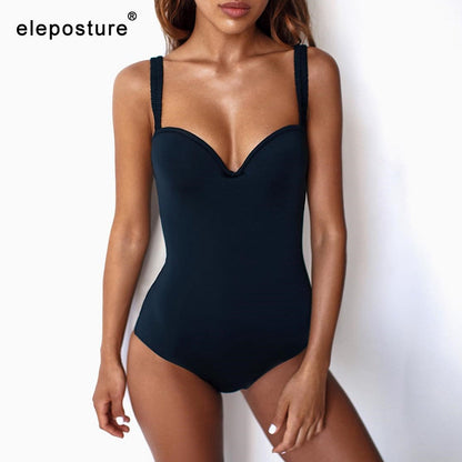 Black White One Piece Swimsuit Bodysuit Swimwear Push Up Monokini Solid Bathing Suit Beachwear Swimming Suit The Clothing Company Sydney