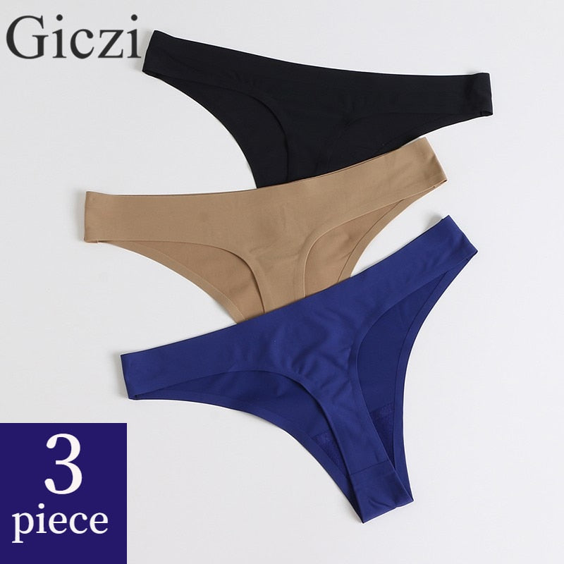 3 Pack Seamless Panties Satin Underwear G-Strings Lingerie