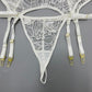 Transparent Lingerie Underwear Brief Set with Garters White Wedding Brassiere Embroidery Bra and Panty Set The Clothing Company Sydney