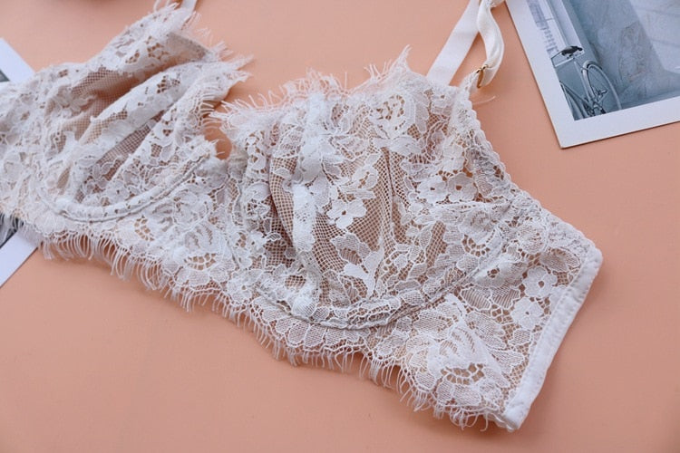 2 Piece Underwear Embroidery Bra Eyelash lace Bralette Brassiere Push Up Bras and Panties Lingerie Set The Clothing Company Sydney