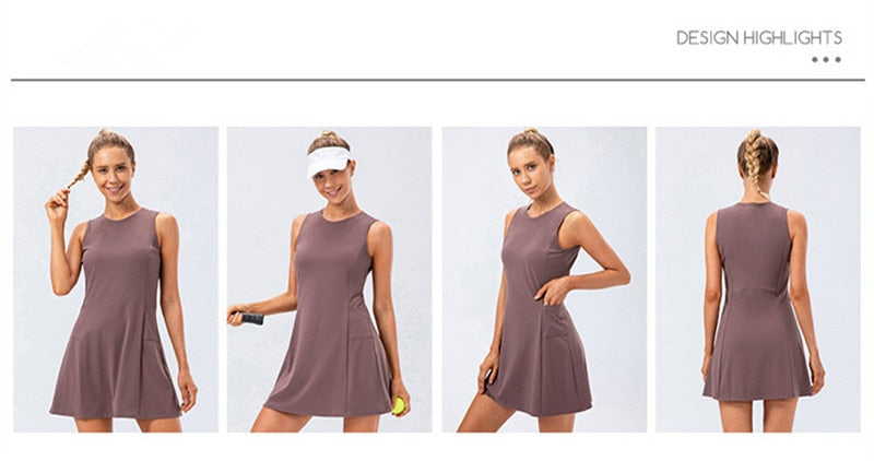 Nylon Mix Quick Dry Yoga Golf Fitness Badminton 2 Piece Set Skirt And Shorts Sportswear Tennis Dress The Clothing Company Sydney