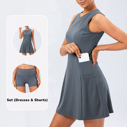 Nylon Mix Quick Dry Yoga Golf Fitness Badminton 2 Piece Set Skirt And Shorts Sportswear Tennis Dress The Clothing Company Sydney