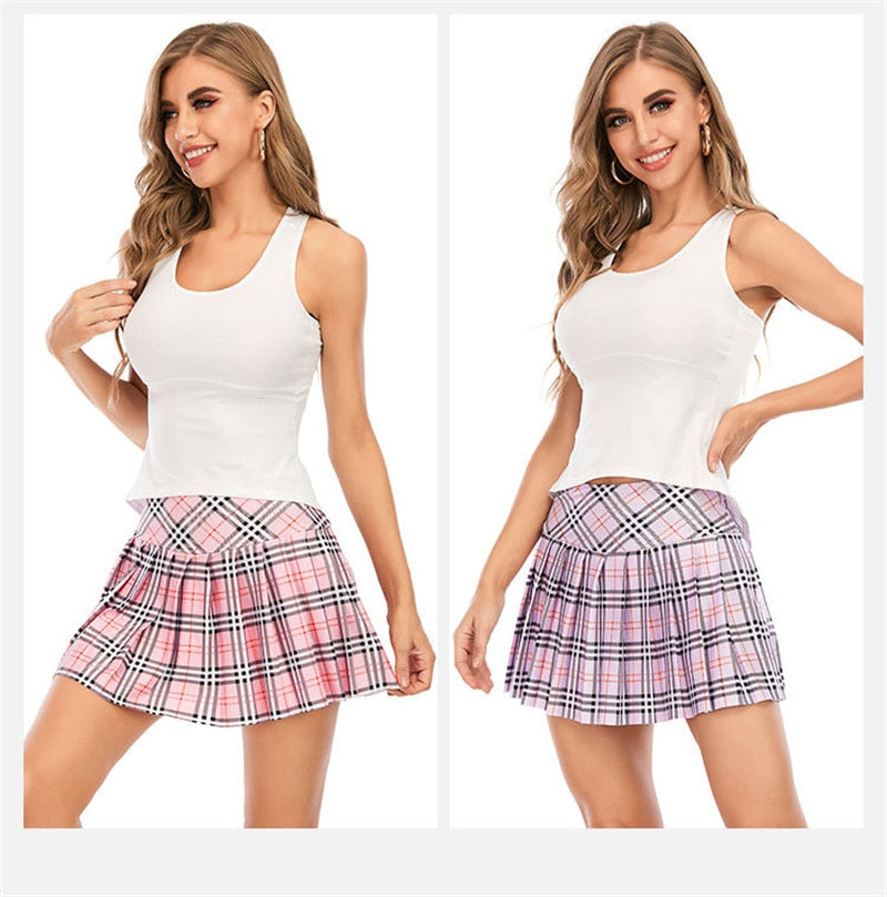 Ladies Summer Tennis Skorts High Waist Stitching Plaid Golf Yoga Dancing Running Fitness Mini Pleated Skirts With Pocket Sportswear The Clothing Company Sydney