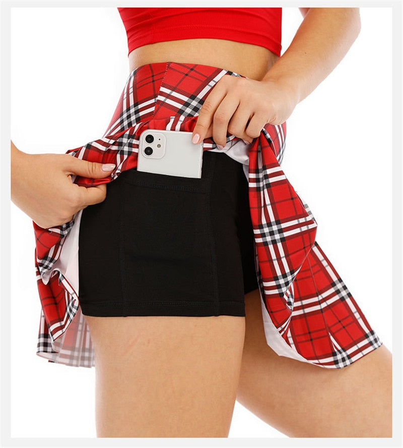 Ladies Summer Tennis Skorts High Waist Stitching Plaid Golf Yoga Dancing Running Fitness Mini Pleated Skirts With Pocket Sportswear The Clothing Company Sydney