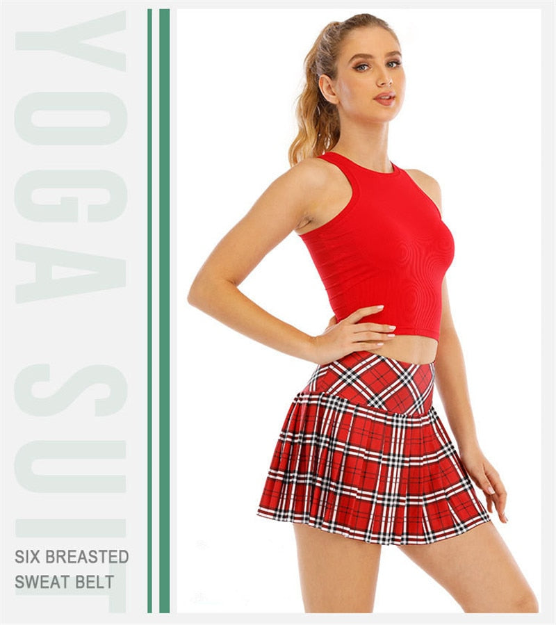 Ladies Summer Tennis Skorts High Waist Stitching Plaid Golf Yoga Dancing Running Fitness Mini Pleated Skirts With Pocket Sportswear The Clothing Company Sydney