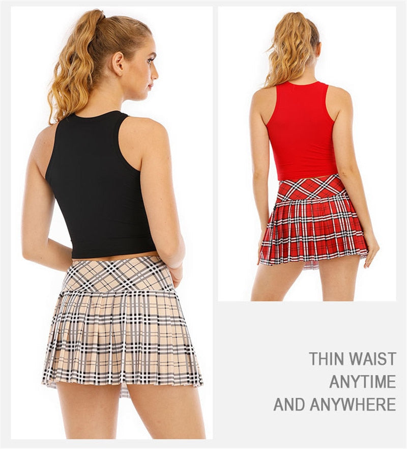 Ladies Summer Tennis Skorts High Waist Stitching Plaid Golf Yoga Dancing Running Fitness Mini Pleated Skirts With Pocket Sportswear The Clothing Company Sydney