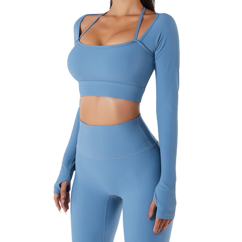 Long Sleeve Yoga With Chest Pads Quick Dry Fitness Clothes Gym Tight Sports Yoga Crop Top The Clothing Company Sydney