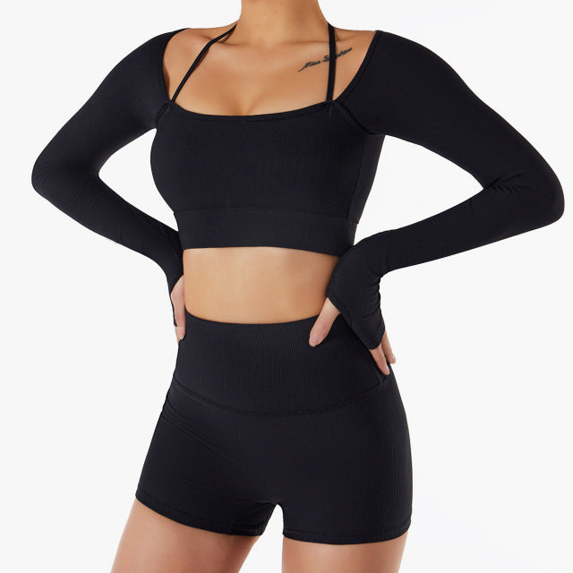 Long Sleeve Yoga With Chest Pads Quick Dry Fitness Clothes Gym Tight Sports Yoga Crop Top The Clothing Company Sydney