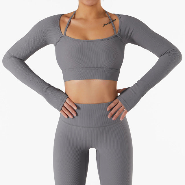 Long Sleeve Yoga With Chest Pads Quick Dry Fitness Clothes Gym Tight Sports Yoga Crop Top The Clothing Company Sydney