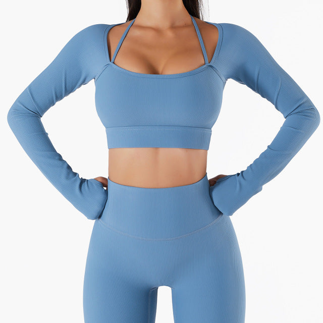 Long Sleeve Yoga With Chest Pads Quick Dry Fitness Clothes Gym Tight Sports Yoga Crop Top The Clothing Company Sydney