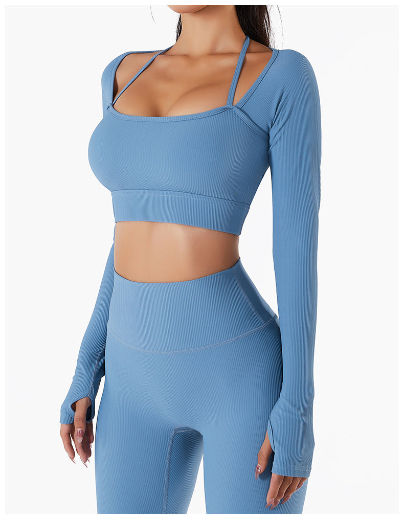 Long Sleeve Yoga With Chest Pads Quick Dry Fitness Clothes Gym Tight Sports Yoga Crop Top The Clothing Company Sydney