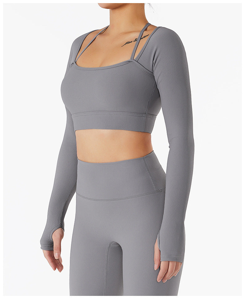 Long Sleeve Yoga With Chest Pads Quick Dry Fitness Clothes Gym Tight Sports Yoga Crop Top The Clothing Company Sydney