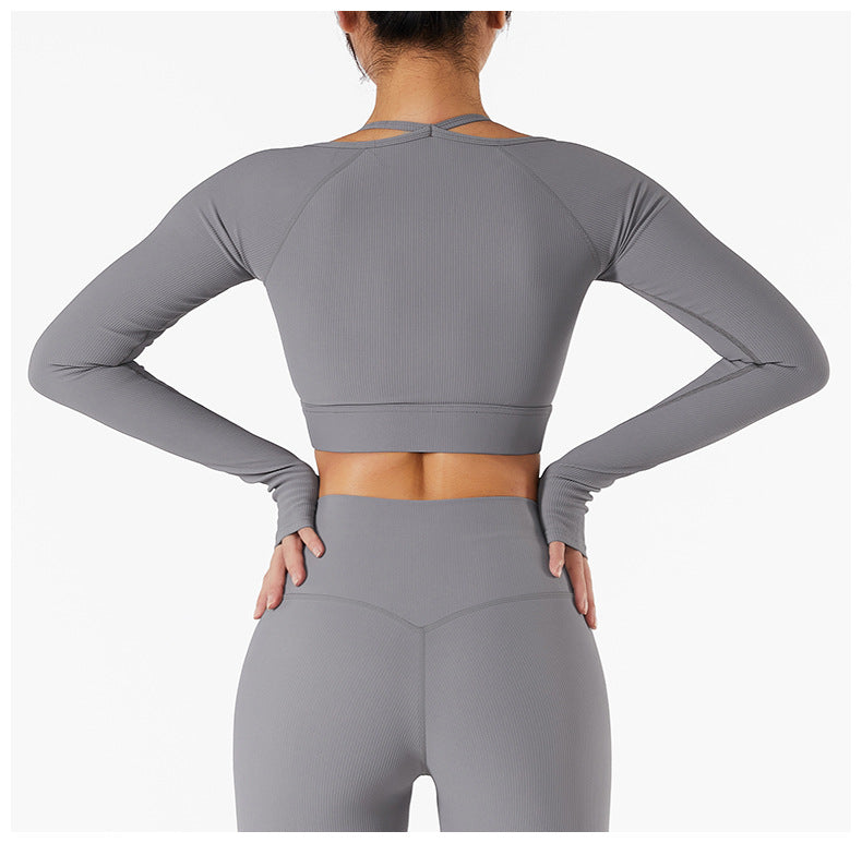 Long Sleeve Yoga With Chest Pads Quick Dry Fitness Clothes Gym Tight Sports Yoga Crop Top The Clothing Company Sydney