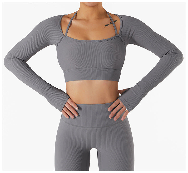 Long Sleeve Yoga With Chest Pads Quick Dry Fitness Clothes Gym Tight Sports Yoga Crop Top The Clothing Company Sydney