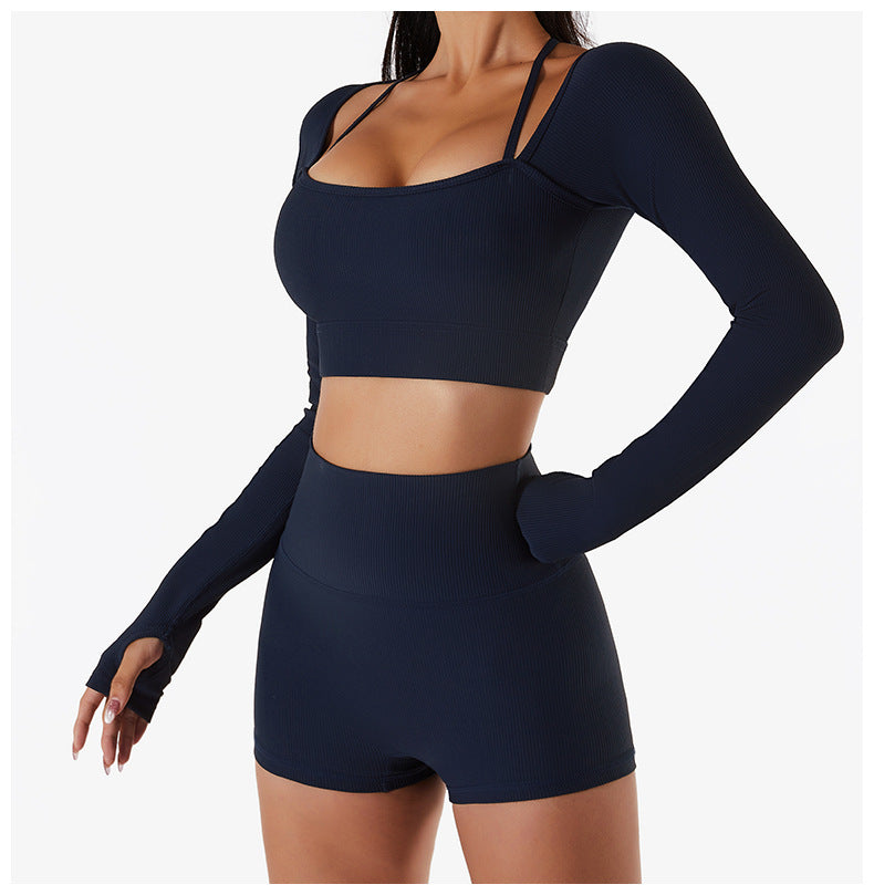 Long Sleeve Yoga With Chest Pads Quick Dry Fitness Clothes Gym Tight Sports Yoga Crop Top The Clothing Company Sydney