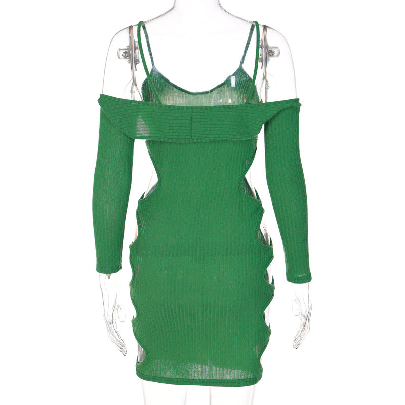 2 Piece Set Cut Out Long Sleeve Knit Clubwear Bodycon Mini Dress The Clothing Company Sydney