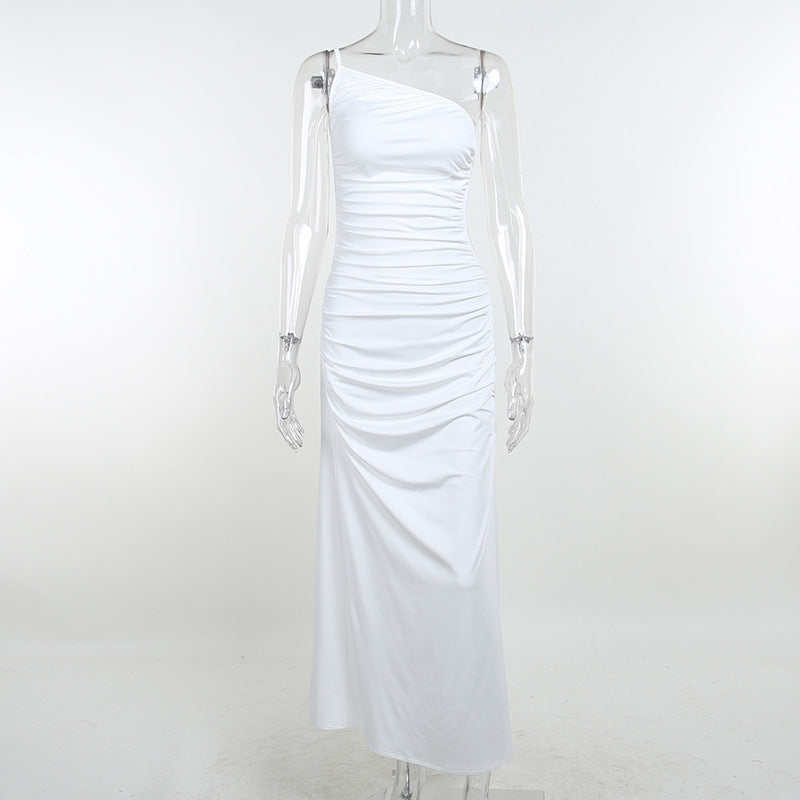 Summer Hollow Out White Midi Ruched Sleeveless Backless Club Khaki Y2K Beach Party Dress The Clothing Company Sydney