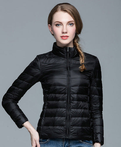 Ladies Stand Collar Duck Down Ultra Light Slim Long Sleeve Parka Puffer Jacket The Clothing Company Sydney