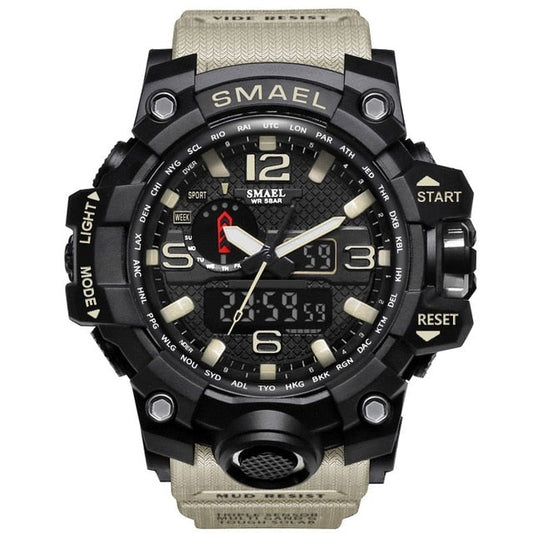 Mens Sports Dual Display Analog Digital LED Electronic Quartz Wristwatches Waterproof Swimming Military Watch The Clothing Company Sydney