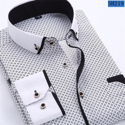 Mens Formal Business Long Sleeved Slim Fit Printed Shirt The Clothing Company Sydney