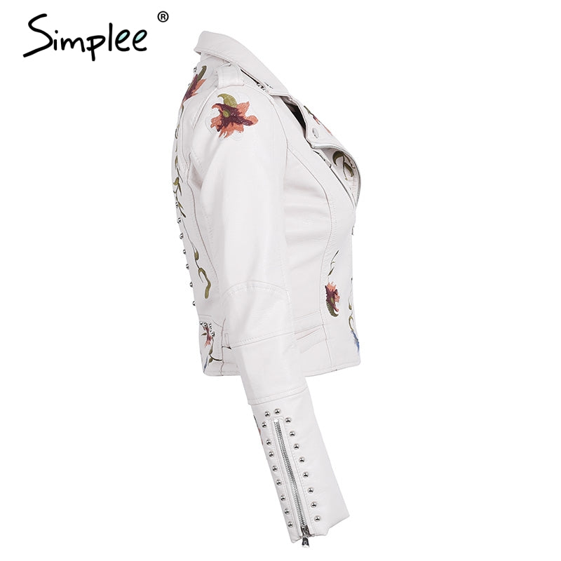 Embroidered Floral Faux Leather Jacket Outerwear The Clothing Company Sydney