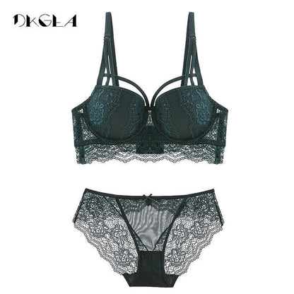 2 Piece Push-up Bra  3/4 Cup  Lace Deep V Brassiere and Panty Lingerie Set The Clothing Company Sydney