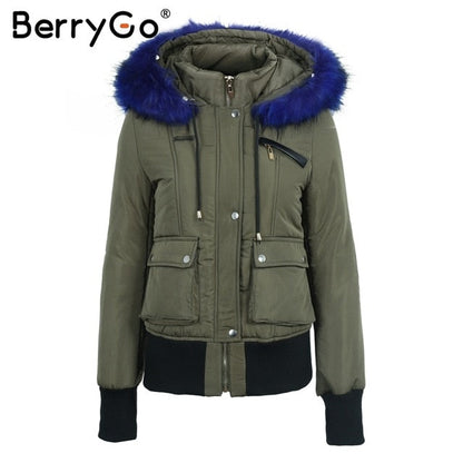 Hooded Fur Waist Length Zipper Front Bomber Jacket in 3 Colours The Clothing Company Sydney