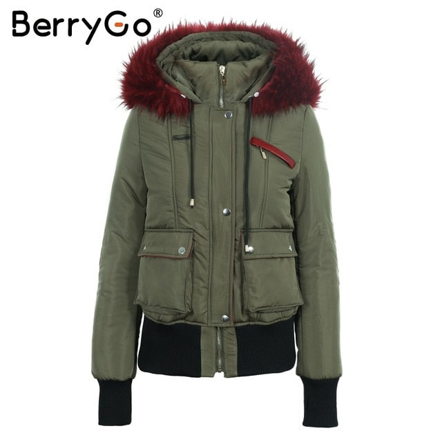 Hooded Fur Waist Length Zipper Front Bomber Jacket in 3 Colours The Clothing Company Sydney