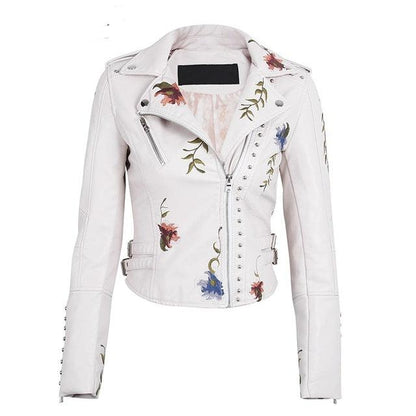 Embroidered Floral Faux Leather Jacket Outerwear The Clothing Company Sydney