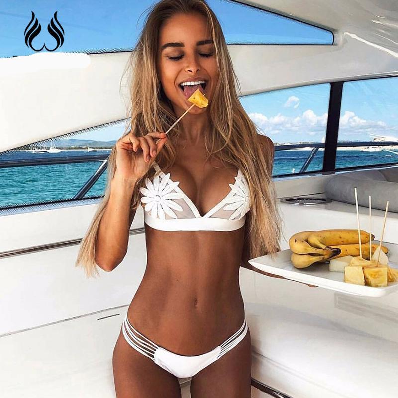 Mesh Embroidered Floral Strappy Micro Thong Brazilian Bikini Swimsuit Swimwear The Clothing Company Sydney