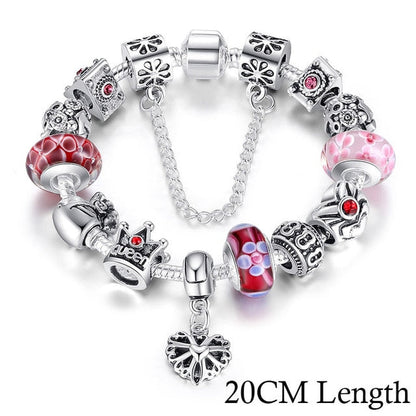 Fashion Jewelry Silver Charms Bracelet & Bangles With Queen Crown Beads Bracelet The Clothing Company Sydney