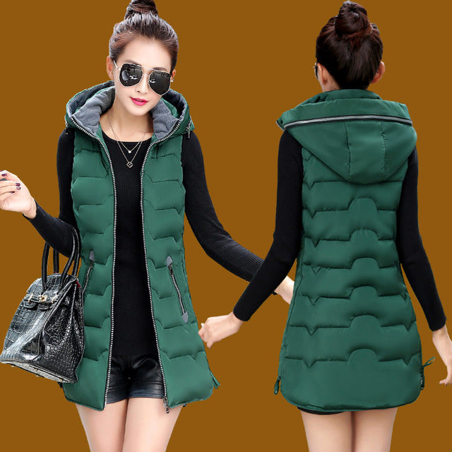 Autumn Winter Hooded Long Vest PufferJacket The Clothing Company Sydney
