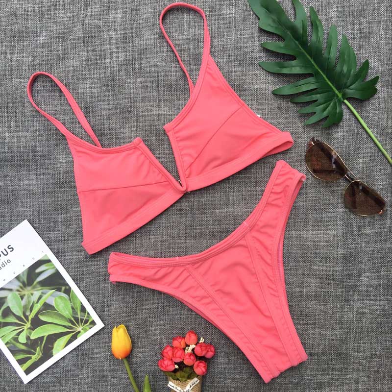 2 Piece V Neck Bra Low Waist Brazilian Bikini Swimwear Set The Clothing Company Sydney