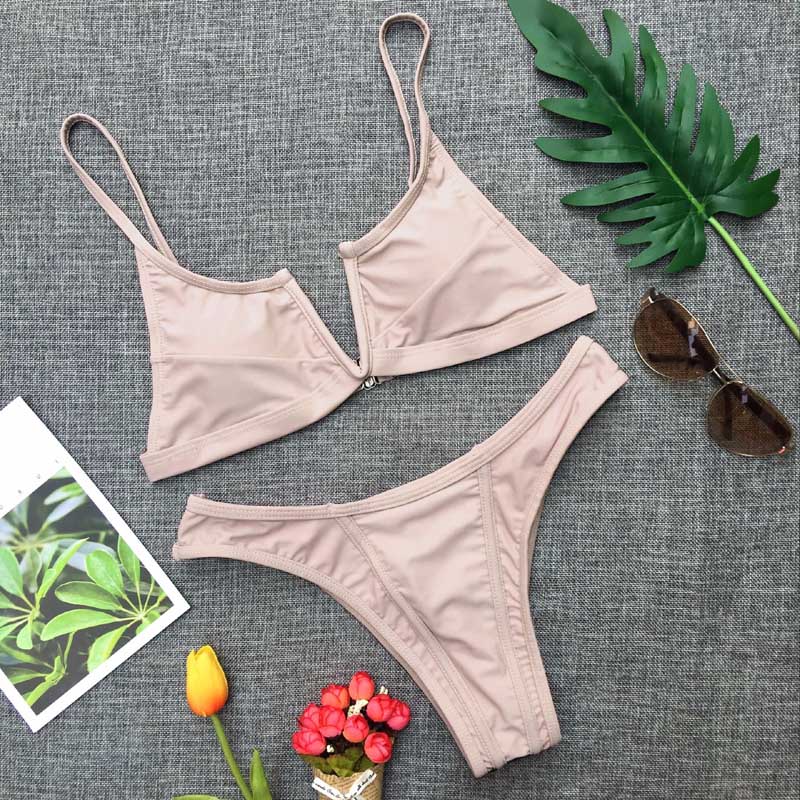 2 Piece V Neck Bra Low Waist Brazilian Bikini Swimwear Set The Clothing Company Sydney