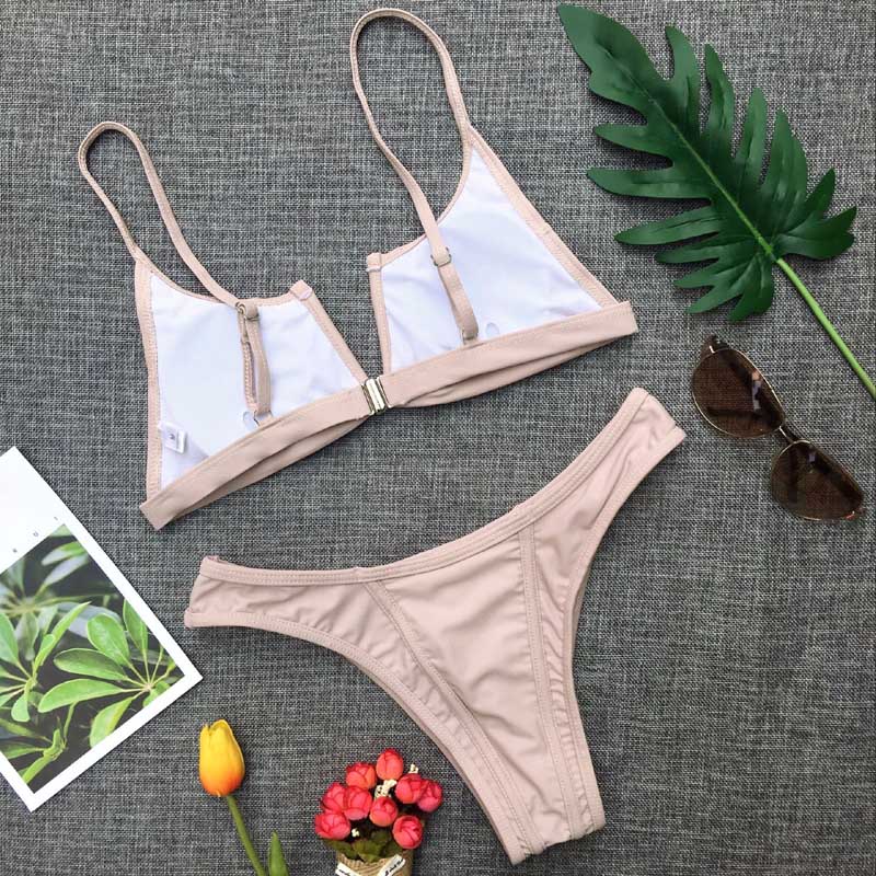 2 Piece V Neck Bra Low Waist Brazilian Bikini Swimwear Set The Clothing Company Sydney