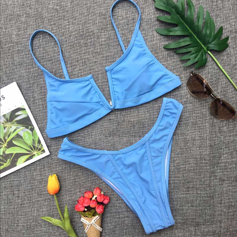 2 Piece V Neck Bra Low Waist Brazilian Bikini Swimwear Set The Clothing Company Sydney