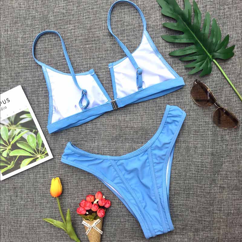 2 Piece V Neck Bra Low Waist Brazilian Bikini Swimwear Set The Clothing Company Sydney