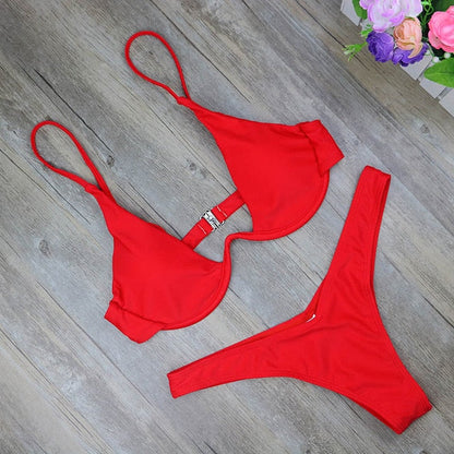 Two Piece Low Waist Bandeau Padded Low Waist Brazilian Bikini Swimwear Set (Plus Size) The Clothing Company Sydney