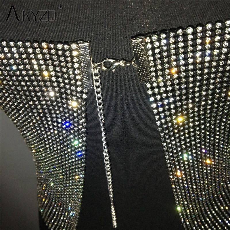 Backless Rhinestone Metal Crystal Diamonds Sequined Night Club Party Wear Crop Top The Clothing Company Sydney