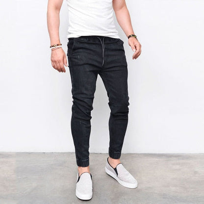 Men's Harem Jeans Washed Feet Shinny Denim Pants Hip Hop Sportswear Elastic Waist Joggers Pants The Clothing Company Sydney