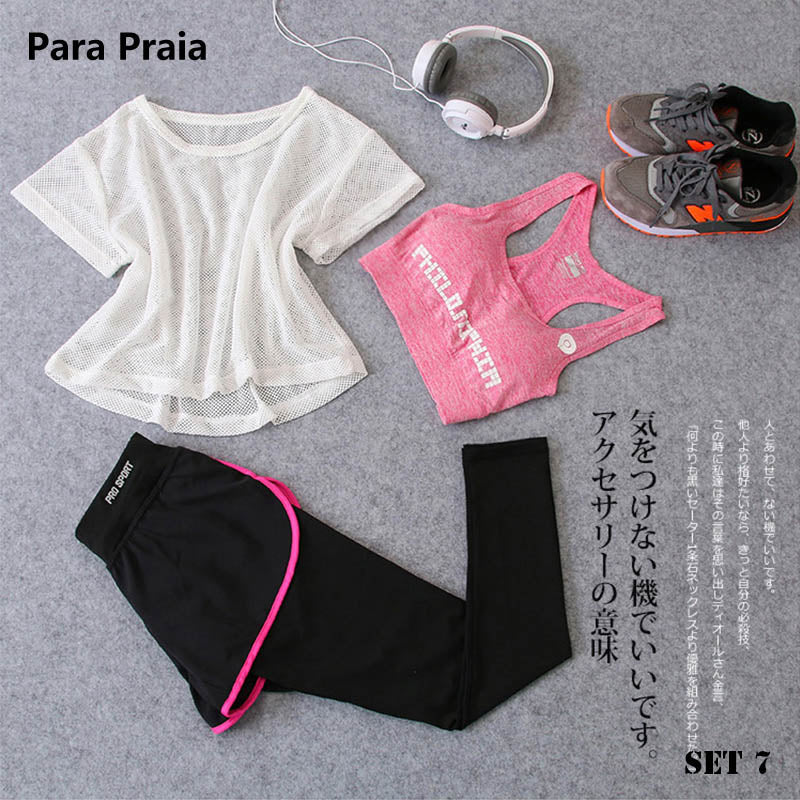 Three Piece Yoga Set Sport Shirt for Women Sports bra Fitness Flare Pants Tracksuit Gym Leggings in 15 styles The Clothing Company Sydney