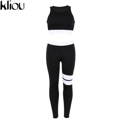 2 Piece suit crop tank striped leggings Casual Bodysuit Club outfit sporting Tracksuit Set The Clothing Company Sydney