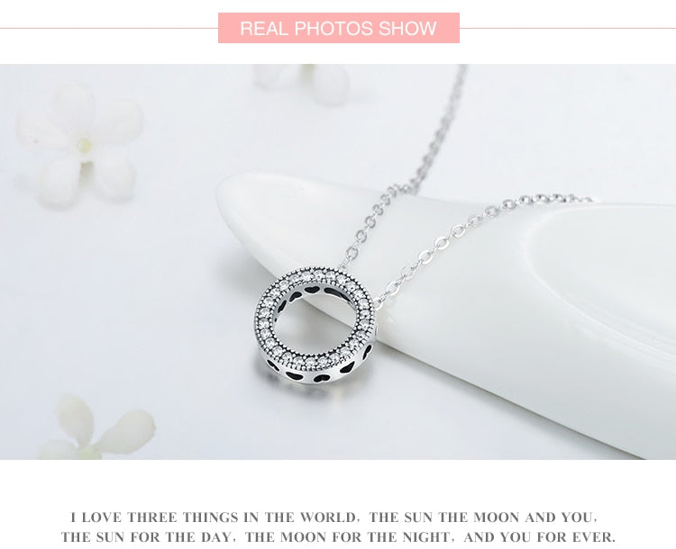 925 Sterling Silver Fashion Round Heart Necklace The Clothing Company Sydney