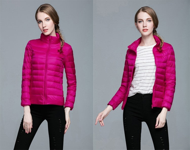 Ladies Stand Collar Duck Down Ultra Light Slim Long Sleeve Parka Puffer Jacket The Clothing Company Sydney