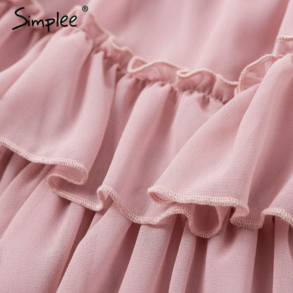 Elegant ruffle off shoulder Spaghetti strap chiffon summer dress The Clothing Company Sydney