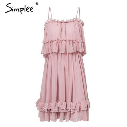 Elegant ruffle off shoulder Spaghetti strap chiffon summer dress The Clothing Company Sydney
