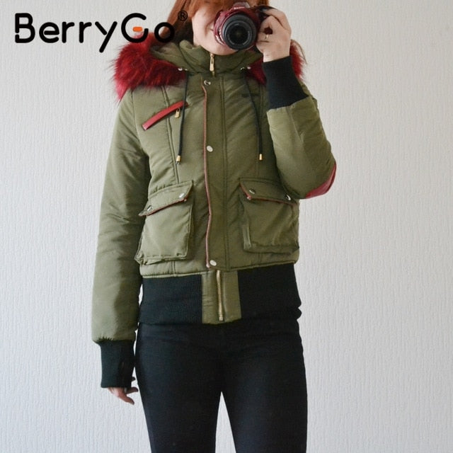 Hooded Fur Waist Length Zipper Front Bomber Jacket in 3 Colours The Clothing Company Sydney