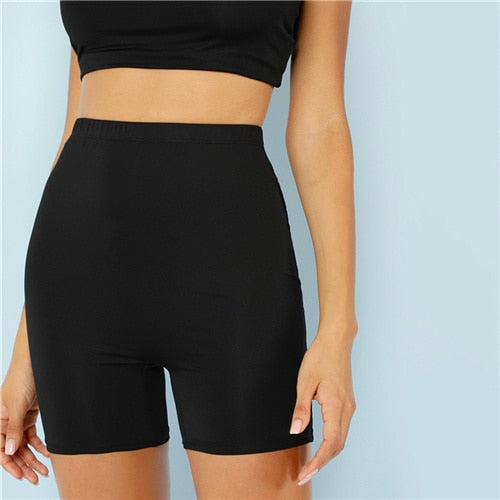 Solid Cycling High Waist Athleisure Crop Fitness Leggings Summer Ladies Casual Workout Leggings The Clothing Company Sydney
