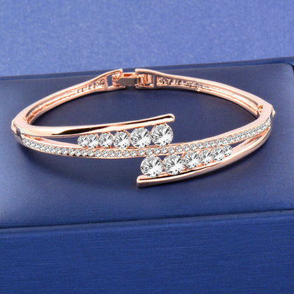 Dazzling Cubic Zirconia Hollow Bangle Cuff Luxury Crystal Bracelet The Clothing Company Sydney